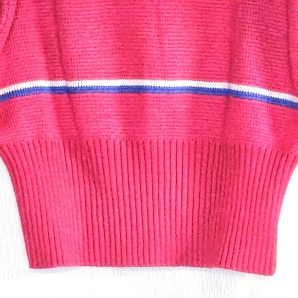 Slalom Vintage 80's Hot Pink Nordic Snowflake Design Turtleneck Knit Ski Sweater - Picture 5 of 10